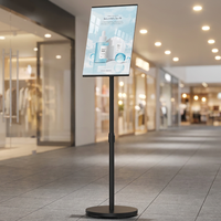 Support de signalisation réglable sur pied BOZE – Présentoir métallique sur pied pour affiches, avec système de glissement, idéal pour la promotion en magasin et les expositions