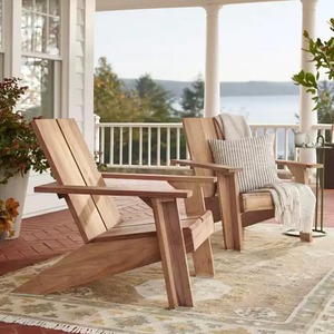 Fauteuil d'extérieur scandinave en teck massif avec inclinaison manuelle et pieds coniques pour mobilier de jardin et de terrasse - Product Image 2