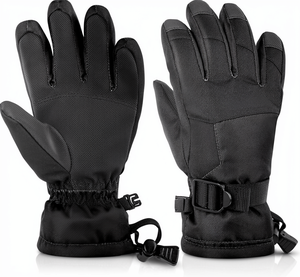 Gants de ski et de snowboard d'hiver en cuir imperméables, résistants au froid, en velours épais, pour sports de plein air, gants chauds de cyclisme - Product Image 1