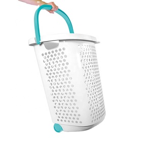 Cán Giặt <span class=keywords><strong>Hamper</strong></span> Container Bin Lưu Trữ Giỏ Container Lưu Trữ Bin Organizer Với Bánh Xe - Product Image 1