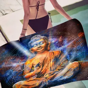 Le bouddhisme Design En Microfibre Sans Sable Serviette de Plage Motif Bouddha Grande Serviette pour La Plage Bain De Soleil Piscine Super Absorbant Serviette de Plage