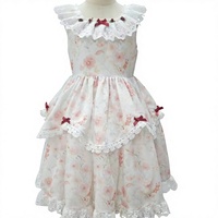 Robe d'été rose pour filles, col carré, sans manches, imprimé floral, longueur genou, coupe trapèze, pour les vacances et le quotidien