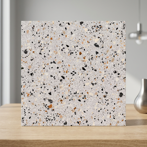 Carreaux de sol en céramique gris terrazzo 300x300mm, aspect rustique mat, pour salle de bain et design intérieur - Product Image 4
