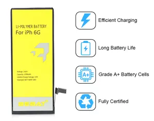 10 batteries authentiques de remplacement pour iPhone 6, pour téléphone portable