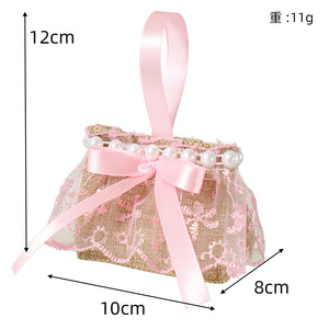Sacchetti Regalo in Iuta e Pizzo per Feste di Rivelazione del Sesso e Battesimi, Sacchetti Bomboniera in Pizzo per Baby Shower - Product Image 5