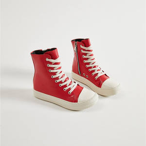 Moda 2023 donne <span class=keywords><strong>rosse</strong></span> popolari scarpe casual firmate suola spessa sneakers in pelle con lacci traspiranti alte - Product Image 4