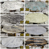 Table à manger de luxe en marbre Calacatta Viola, surface polie, table ronde avec base en métal, meubles de salon pour villa
