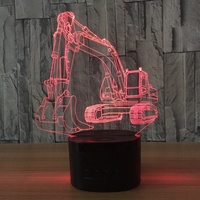 Lampe de chevet LED 3D Illusion Excavatrice, Contrôle Tactile, Mini Moderne, 7 Couleurs, Fonctionne avec Piles AAA