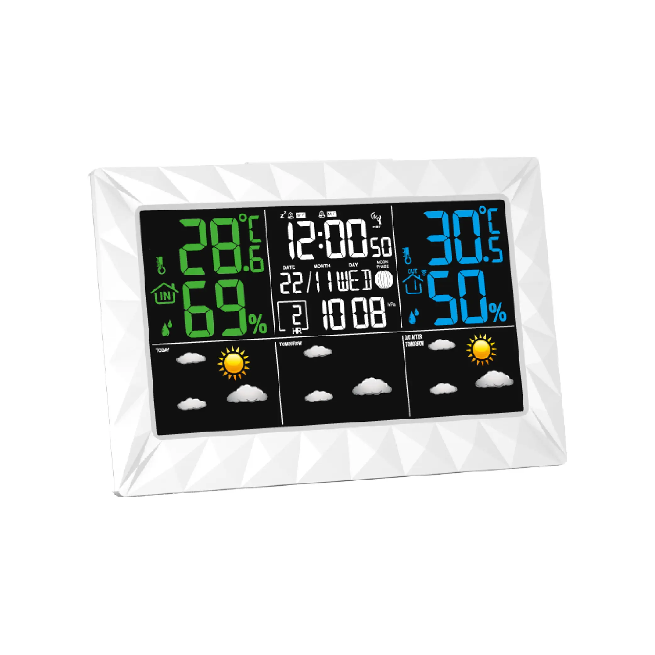 Commercio all'ingrosso su misura digitale automatico rf 433mhz barometro stazione meteo orologio con 3 giorni di previsioni meteo