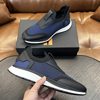 Chaussures de sport de luxe pour hommes, noires, en maille, à enfiler, respirantes, tricotées, légères, avec semelle amortie, pour la marche décontractée et l'athlétisme