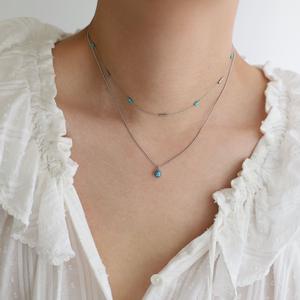 ターコイズビーズチョーカーネックレスミントブルービーズ層状ステンレス鋼チェーンノンターニッシュネックレス女性用ジュエリー - Product Image 3