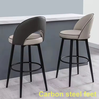 Tabouret de bar moderne de luxe léger avec revêtement en cuir et pieds en métal, chaise de bar/îlot de cuisine pour les maisons européennes/américaines