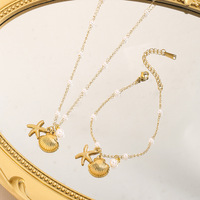 Nueva Serie Marina Francesa: Accesorios de Perlas de Moda Europea y Americana Transfronteriza, Versátiles con Estrellas de Mar, Conchas, Cobre y Bambú