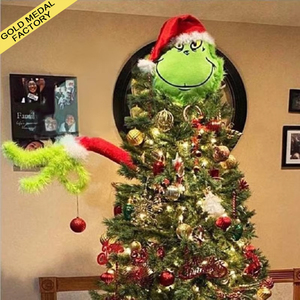 Wholesale Factory Green <strong>Grinch</strong> Navidad Cartoon Plush <strong>Toy</strong> <strong>Grinch</strong> Ornament Elf Body Tree Decorations Elf Arms Furry Monster Doll - Product Image 1