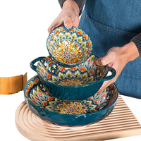 LOMATO – Services de table en céramique et porcelaine vertes style bohème – Assiettes et bols émaillés durables et écologiques à motif végétal – En stock pour les entreprises