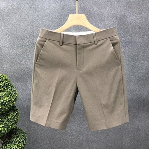 <b>Men's</b> High-End Business Casual Pants Summer <b>Slim</b> <b>Fit</b> Straight Leg Capris Solid Color Mid Waist Zipper Fly Woven Formal Style - Product Image 3