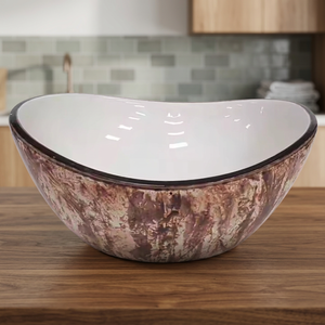Évier de cuisine et de salle de bain en céramique de grande taille, surface solide de forme ronde, blanc pur, pour villa - Product Image 5