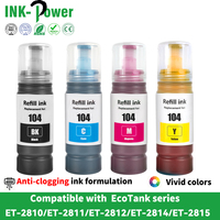 Encre de recharge couleur compatible INK-POWER, encre écologique pour imprimante Epson 104 EcoTank ET-2810 ET-2811 ET-2812 ET-2814 ET-2815