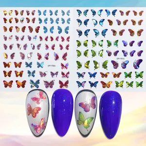 Moda Trending Salon 3D Nail Art Sticker Laser Bonita Borboleta Nail Polish Adesivos Nail Sticker & Decalques