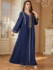 Vestido de murciélago Abaya con diamantes para mujer, ropa islámica turca, tela de gasa, Vintage, Año Nuevo, 2024, para Oriente Medio, - Product Image 5