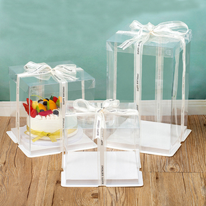 Transparent Cake Box Birthday Dessert Packaging Square Transparent Cake Box for Wedding Party Holiday Pastry Package Supplies