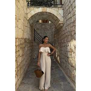 Krem Fedora Tulum - Trajes enterizos y monos elegantes para mujer con estampado Tulum y sombrero Fedora - Product Image 3