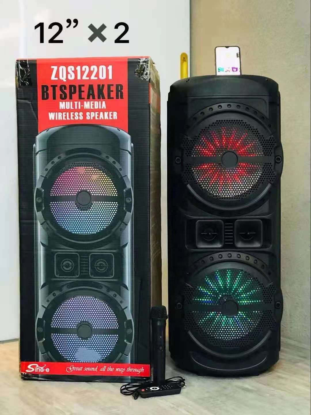 ZQS12201可充电无线热卖最新流行音乐音响系统双12英寸Bt便携式卡拉