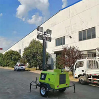 Tour d'éclairage mobile de type remorque, diesel, 9 m de hauteur de levage, 4000 W, IP66, lampe LED, fabrication OEM
