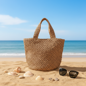 Sac à main de voyage de luxe personnalisé brodé, fait main en paille tressée, grande capacité, sac fourre-tout à bandoulière en paille pour femme - Product Image 1