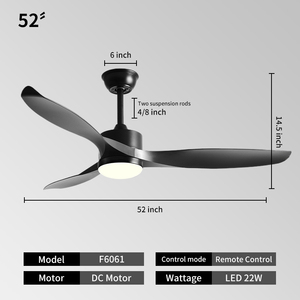 Ventilateur de plafond avec lumière ABS lame de ventilateur maison télécommande salon salle à manger extérieur sans brosse DC moteur réversible - Product Image 6