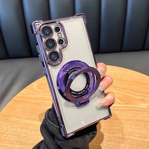 Custodia Trasparente Antiurto con Supporto Magnetico Placcato per <span class=keywords><strong>Samsung</strong></span> Galaxy S25 Edge FE S24 23 22 <span class=keywords><strong>21</strong></span> Plus Ultra A17 07 56 36 26 16 06 - Product Image 1