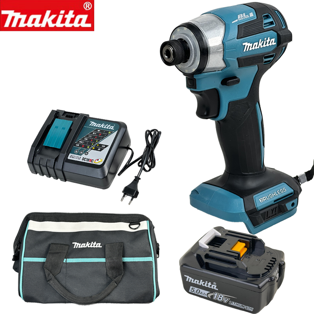 MAkita DTD173 Screwdriver with 18V 5Ah Battery Charger Complete Set Home Repair DIY Tools 1/4" Hexagonal Chuck Screwdriver Set
