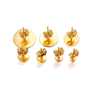 Gold Stainless Steel <b>Earring</b> <b>Posts</b> Studs Flat Head With Butterfly Backings For <b>Earring</b> Making 20 Sets Pack - Product Image 2