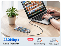 Cable de Carga Rápida USB C de 60W y 90 Grados SUNGUY, Cable de Datos USB C de Ángulo Recto para Teléfono Móvil, Laptop y Automóvil