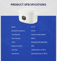 GT-F2 Pembersih Ultrasonik Digital Portabel 30W 43kHz Bahan Stainless Steel 600ML untuk Rumah Tangga