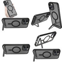 Casing Magnetik Tipis Transparan dengan Holder untuk iPhone 11 12 13 14 15 16 Pro Max 17 Air Plus, Aksesoris Elektronik Grosir