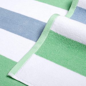 Telo Mare Oversize in Cotone a Righe <span class=keywords><strong>Verde</strong></span> <span class=keywords><strong>Menta</strong></span>, 500GSM Spesso in Cotone Ring Spun ad Asciugatura Rapida per Piscina, Nuoto, Viaggi e Uso Esterno per Adulti - Product Image 6