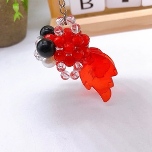 Hot Sale DIY Plastic Beads Keyrings Handmade <b>Cute</b> Women <b>Purse</b> Bag Decoration Acrylic Bead Promotion Gift Small Goldfish Keychain - Product Image 5