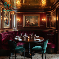 Luxuriöses Hotel-Sitzgruppen-Set aus Holz mit Samtbezug für Cafeteria und Restaurant, inklusive Tisch und Stühlen für den gewerblichen Gastgewerbebereich