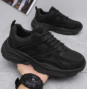 Scarpe da uomo Casual Athleisure traspiranti da <span class=keywords><strong>donna</strong></span> comode <span class=keywords><strong>Sneakers</strong></span> <span class=keywords><strong>nere</strong></span> per la primavera autunno inverno-versatili alla moda - Product Image 1
