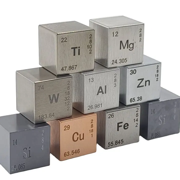 Element Cube-Juego de cubos de aluminio, magnesio, silicona, hierro, cobre, titanio, tungsteno/agente de ventas de plantillas para América del Norte