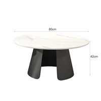 Ensemble de table basse moderne et durable avec un design gain de place, finition noire, cadre en acier et plateau en marbre