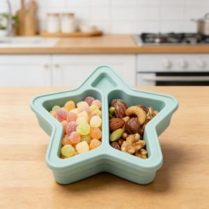 ภาชนะใส่ขนมซิลิโคนแบบใช้ซ้ำได้พร้อมฝาปิด ปลอดสาร BPA 2 ช่อง กล่องเก็บอาหารป้องกันการรั่วซึมสำหรับซอสสลัด - Product Image 6