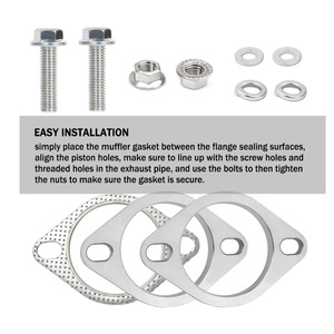 Kit de réparation de bride d'échappement en acier inoxydable de <span class=keywords><strong>2</strong></span>,25 po, bride de tuyau d'échappement antirouille à <span class=keywords><strong>2</strong></span> boulons avec boulons et joint, système d'échappement durable - Product Image 6