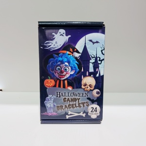 Bonbons <span class=keywords><strong>HALAL</strong></span> fruités en forme de bracelet d'Halloween avec breloque tête de mort, bijoux colorés et friandises en boîte - Product Image 1