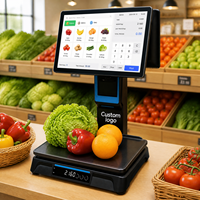 Caisse enregistreuse, terminal de point de vente, système tout-en-un, double écran, écran tactile capacitif 15,6 pouces, balance intégrée, imprimante intégrée