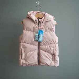 baby girl padded sleeveless vest with hood winter wadded hooded gilet with recycled interlining