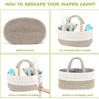 Panier de rangement ovale multifonctionnel pour couches et jouets de bébé, en corde de coton tressée, écologique, durable, avec poignée moderne, options personnalisables