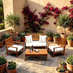 THINH PHU OLIVER Ensemble de canapés fonctionnels en bois d'acacia - Mobilier d'extérieur contemporain pour jardin et salon - Emballage personnalisé - Product Image 1