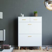 Armoire à chaussures, 20 paires de supports de rangement autoportants pour chaussures, avec 2 portes à clapet, armoire à chaussures à 2 niveaux